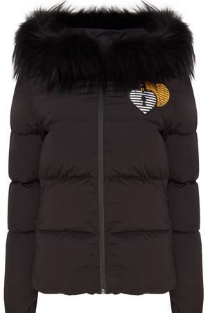 Черный пуховик с мехом и аппликацией Fendi 163293537 вариант 3