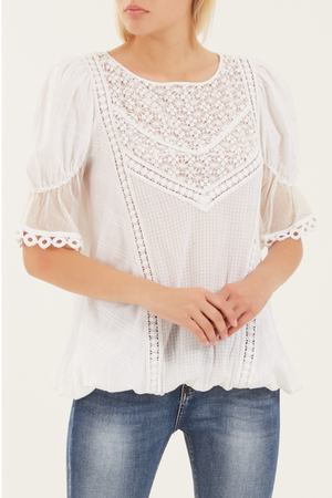 Удлиненная белая блузка с отделкой High 60893762 купить с доставкой