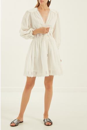 Белое мини-платье с отделкой Zimmermann 141194354