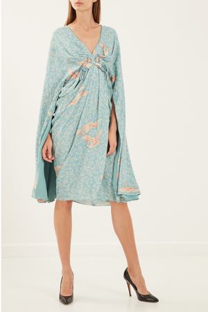 Голубое платье с кейпом Elisabetta Franchi 173293473 купить с доставкой