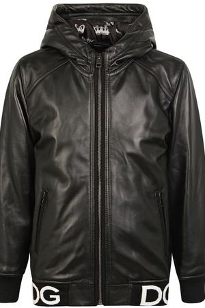 Черная куртка с капюшоном Dolce & Gabbana Kids 120794655