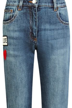 Серо-голубые джинсы с нашивками Dolce & Gabbana Kids 120794689
