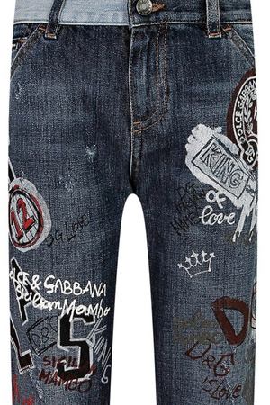 Комбинированные джинсы с отделкой Dolce & Gabbana Kids 120794693