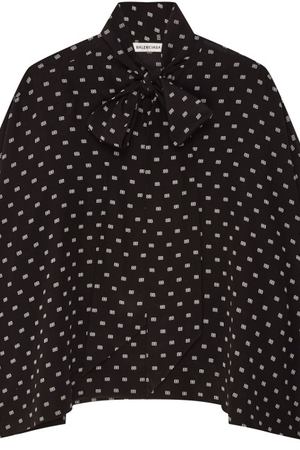 Черная шелковая блузка с принтом Balenciaga 39794747 вариант 2