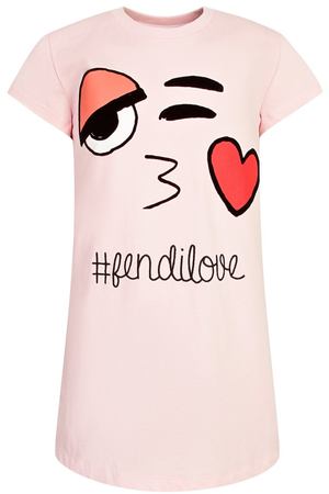 Розовая футболка с принтом Fendi Kids 69094840