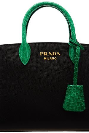 Черная сумка с контрастной отделкой Prada 4094943