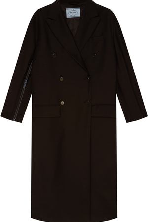 Черное двубортное пальто Prada 4095010