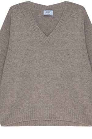 Серый пуловер из шерсти и кашемира Prada 4095014 купить с доставкой