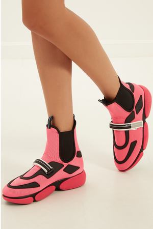 Розовые ботинки с контрастной отделкой Prada 4095170