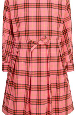 Розовое платье миди в клетку Burberry Children 125395247
