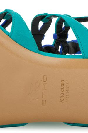 Замшевые сандалии ETRO ETRO 13391/2730/ Зеленый Бирюзовый