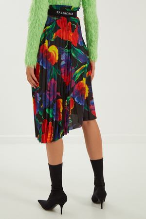 Плиссированная юбка с цветочным принтом Balenciaga 39795270