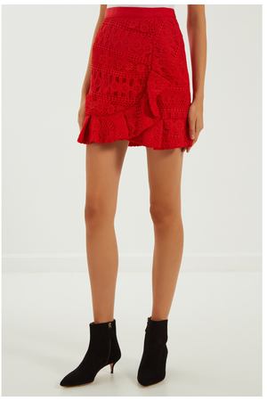 Красная кружевная юбка с оборками Self-Portrait 53295562 купить с доставкой