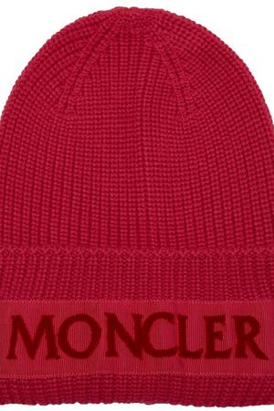 Шерстяная розовая шапка Moncler 3495053 купить с доставкой