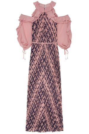 Розовое платье с контрастным принтом Self-Portrait 53295545 вариант 3