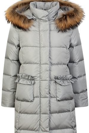 Серое стеганое пальто с мехом Il Gufo 120595861 купить с доставкой