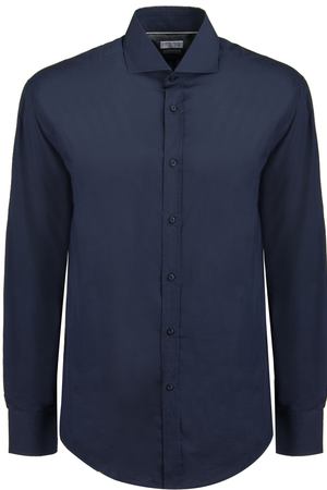 Хлопковая рубашка BRUNELLO CUCINELLI Brunello Cucinelli MH6311718/Т.синий купить с доставкой