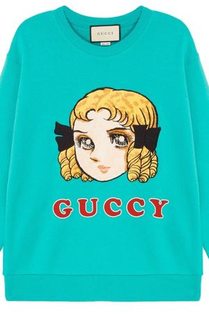 Бирюзовый свитшот с принтом Gucci 47096241 купить с доставкой