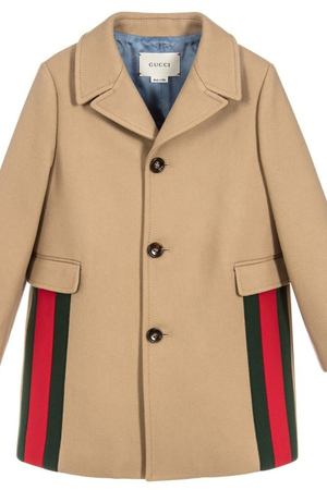 Песочно-бежевое пальто Gucci Kids 125696403