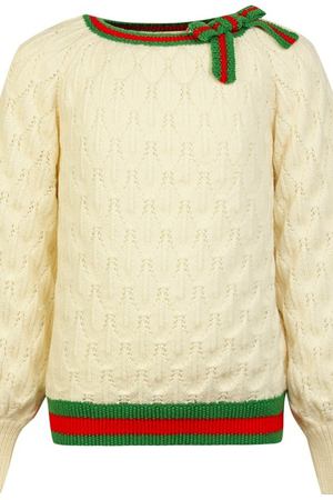Вязаный свитер с контрастной отделкой Gucci Kids 125696404