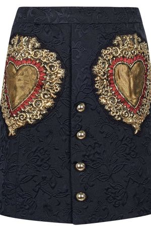 Черная юбка с нашивками Dolce & Gabbana Kids 120796398 купить с доставкой