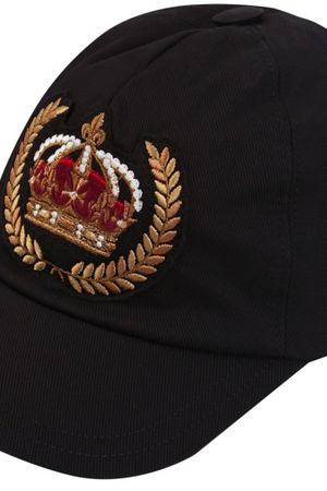 Черная кепка с вышивкой Dolce & Gabbana Kids 120796400
