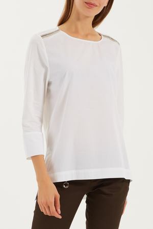 Белая хлопковая блузка с отделкой PANICALE 223596513 купить с доставкой