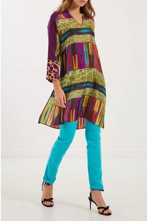 Разноцветное шелковое платье-туника ETRO 90796525 купить с доставкой