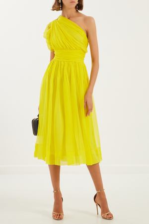 Асимметричное желтое платье с драпировкой №21 3596362 купить с доставкой