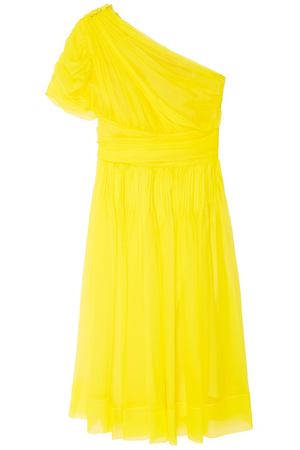 Асимметричное желтое платье с драпировкой №21 3596362