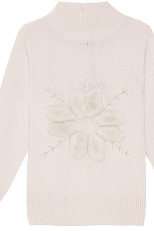 Белый свитер с меховой отделкой Lorena Antoniazzi 213696830 купить с доставкой