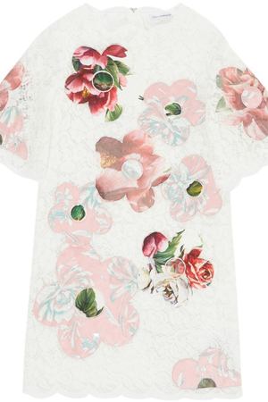 Кружевное платье с цветами Dolce & Gabbana Kids 120798308