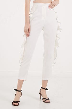 Белые брюки с воланами Elisabetta Franchi 173297244 вариант 3