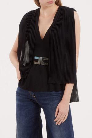 Черная блузка с плиссировкой Elisabetta Franchi 173297337