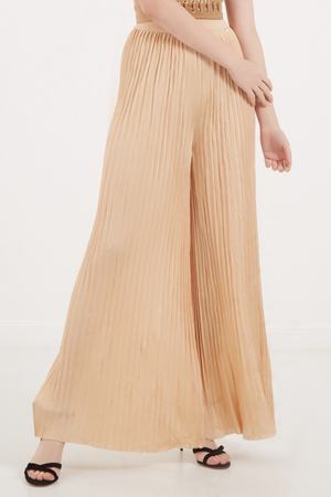 Золотистые брюки с плиссировкой Elisabetta Franchi 173297330 купить с доставкой