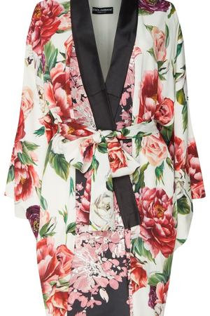 Шелковый халат с розовым принтом Dolce & Gabbana 59997395 вариант 2