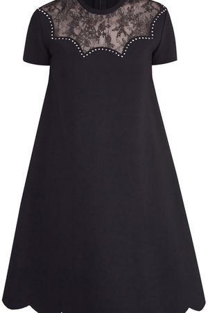 Черное платье с кружевной вставкой Valentino 21098374