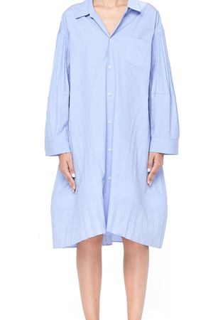 Голубое платье-рубашка с плиссировкой Junya Watanabe JB-O022-051-1