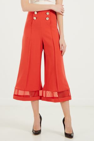 Красные брюки с крупными пуговицами Elisabetta Franchi 173297275 вариант 3 купить с доставкой