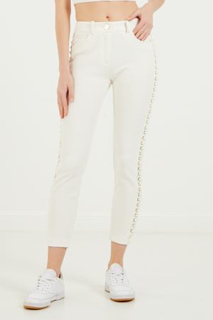 Белые джинсовые брюки на шнуровке Elisabetta Franchi 173297286 купить с доставкой