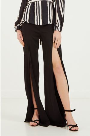 Черные брюки с разрезами Elisabetta Franchi 173297536 купить с доставкой