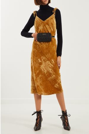 Золотое бархатное платье-комбинация laRoom 133398548 купить с доставкой