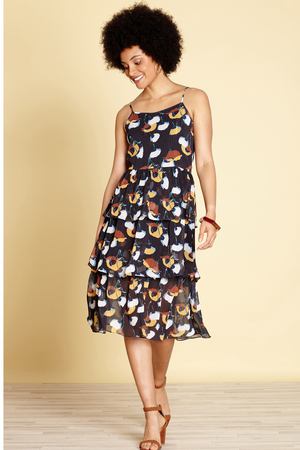 Платье короткое расклешенное с цветочным рисунком Yumi 112461