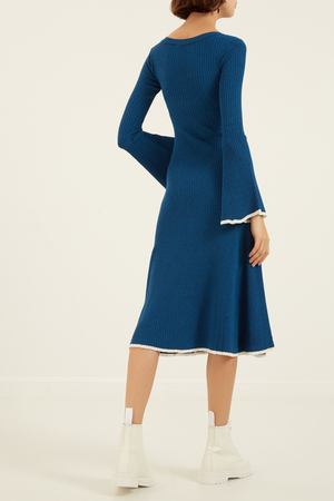 Синее трикотажное платье миди Sandro 91499936 купить с доставкой