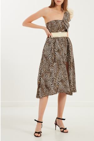 Асимметричное платье с леопардовым принтом Elisabetta Franchi 1732100152