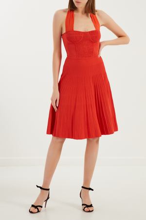 Красное платье с плиссировкой Elisabetta Franchi 173299998 купить с доставкой