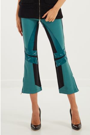 Зеленые брюки с контрастными вставками Elisabetta Franchi 1732100074 купить с доставкой