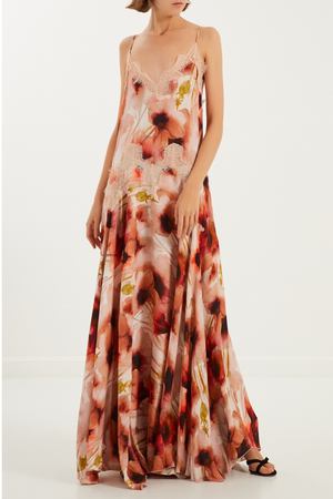Розовое платье с цветочным принтом Elisabetta Franchi 1732100085