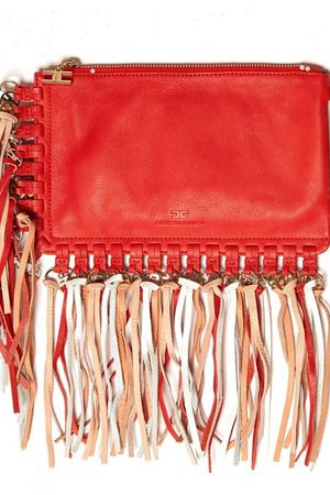 Красная сумка с бахромой Elisabetta Franchi 1732100247