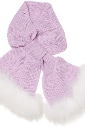Сиреневый шарф с меховой отделкой Korta 2697100884 купить с доставкой